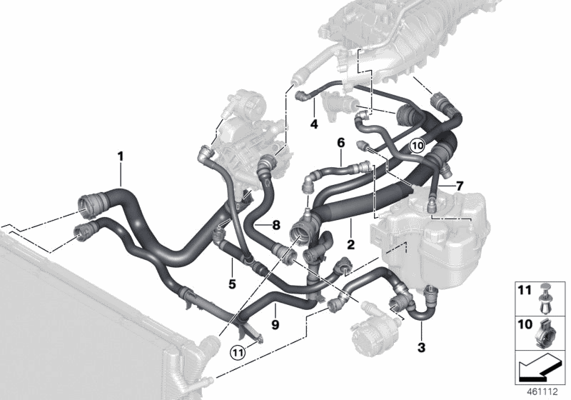 17128616524 - Genuine BMW Hose, Radiator Top-Thermostat