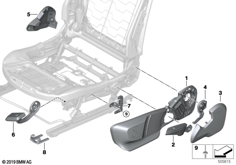 BMW 52107411304 LEVER, SEAT HEIGHT ADJUSTMEN