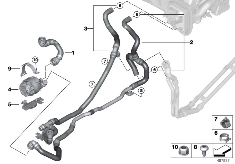 BMW 64216821650 COOLANT HOSE, SUPPLY 2