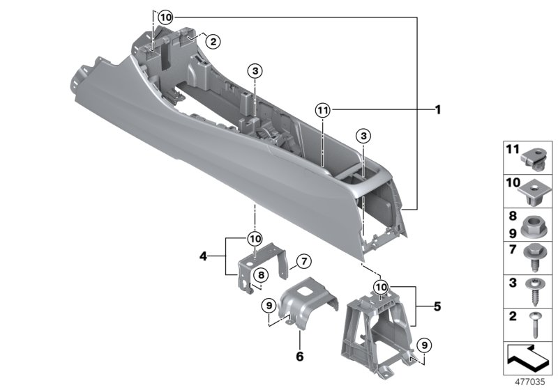 BMW 51459305743 BRACKET, CENTER CONSOLE REAR