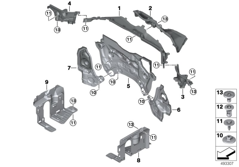 BMW 51717424948 FIREWALL, LOWER SECTION, RIG