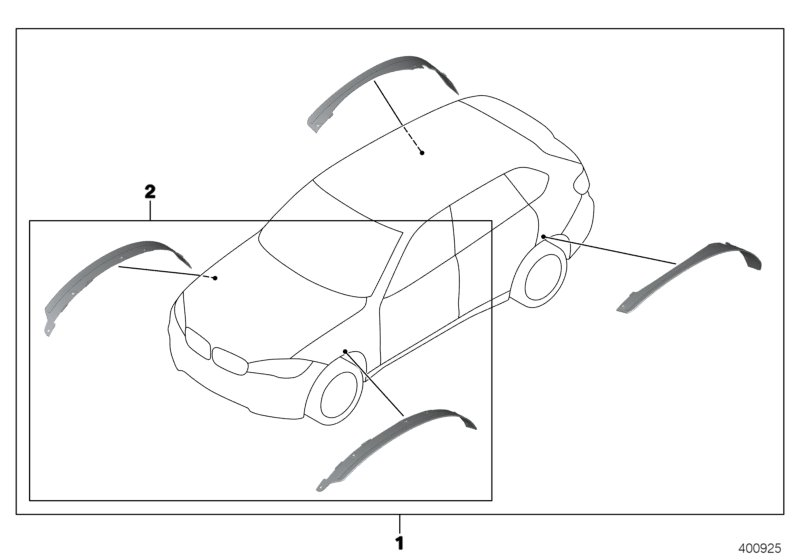 BMW 51162339010 Set, Wheel Arch Trims, 21-Inch