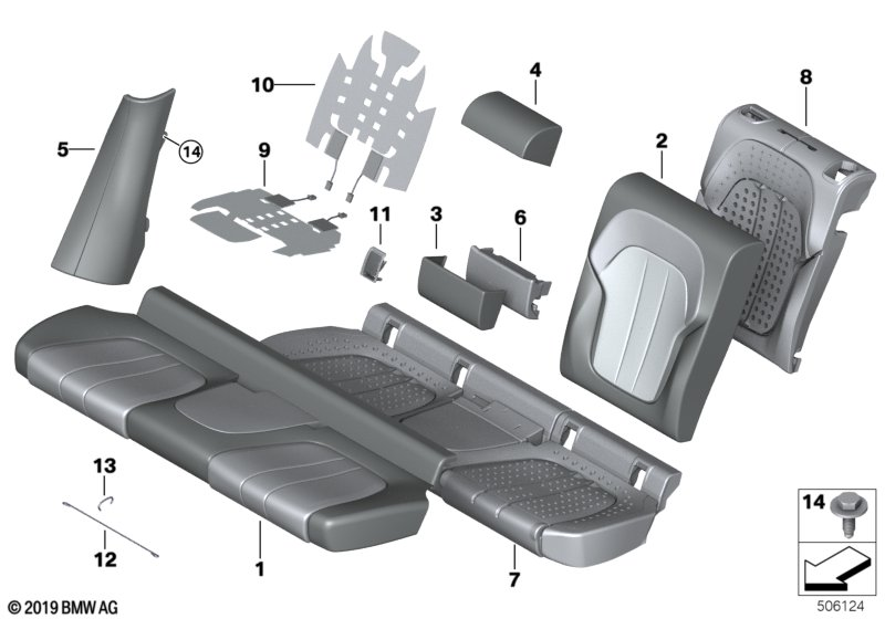 BMW 52207443438 FOAM PART SEAT CUSHION