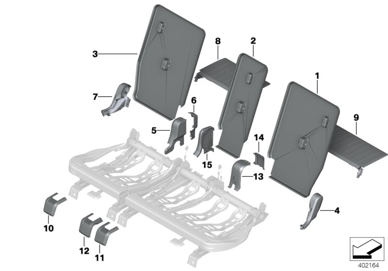 BMW 52207430608 TRIM FOR BACKREST, INNER RIG