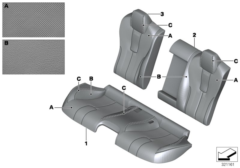 BMW 52207992870 Cover, Seat, Rear, A/C Leather