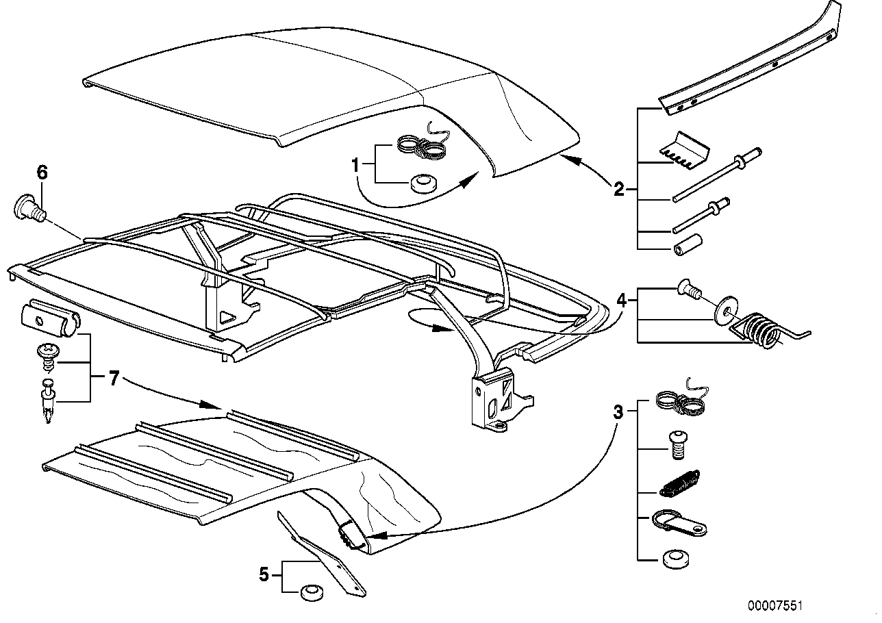 BMW 54348201077 Repair Kit For Corner Bow Tension Spring