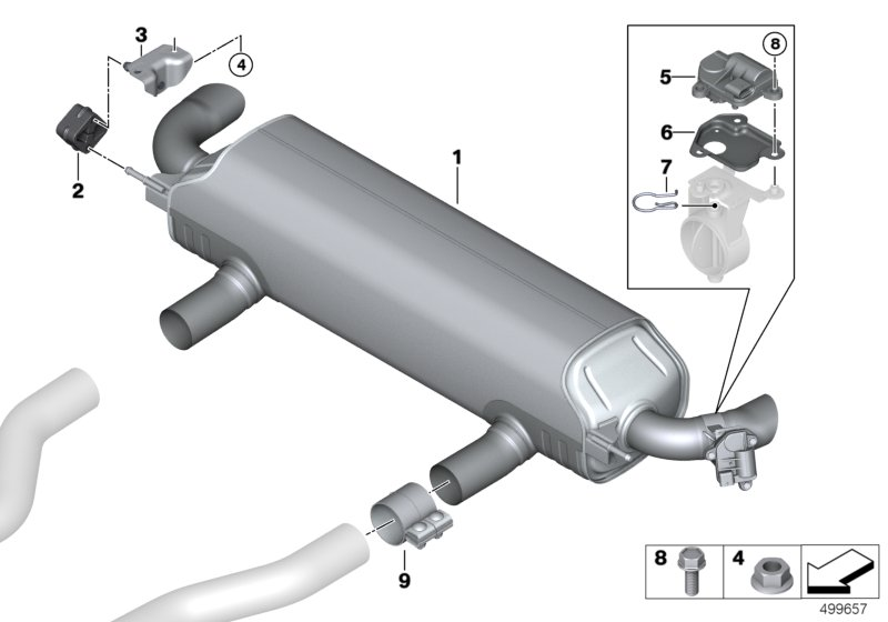 BMW 18308744801 REAR MUFFLER WITH EXHAUST FL