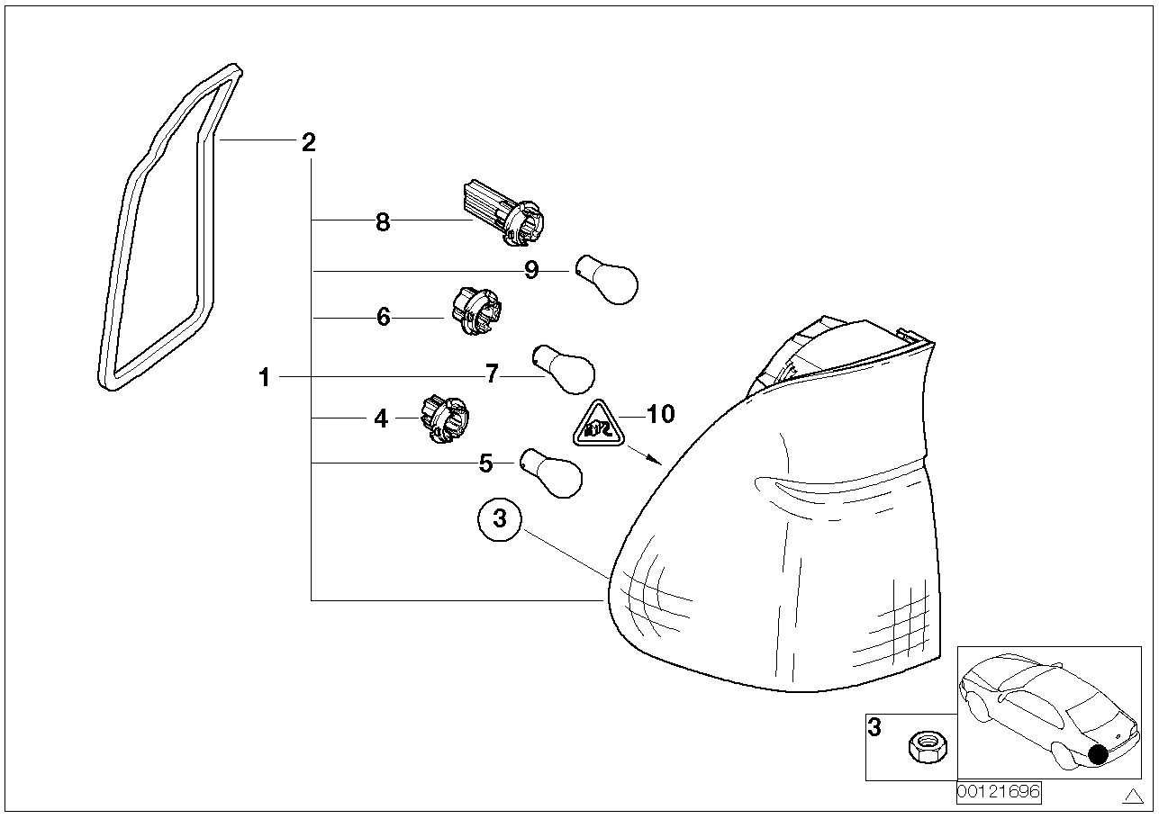 BMW 63216908285 Seal, Rear Light, Side Panel Left