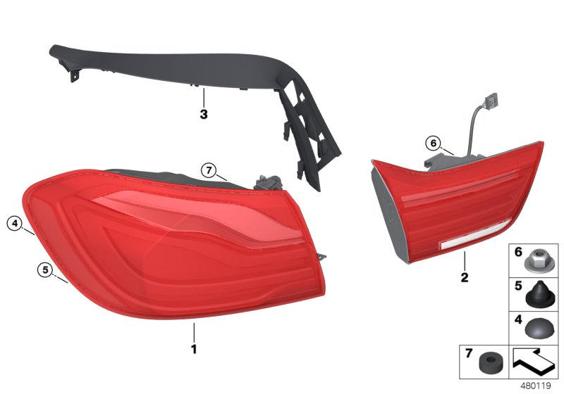 BMW 63219491578 REAR LIGHT IN THE SIDE PANEL