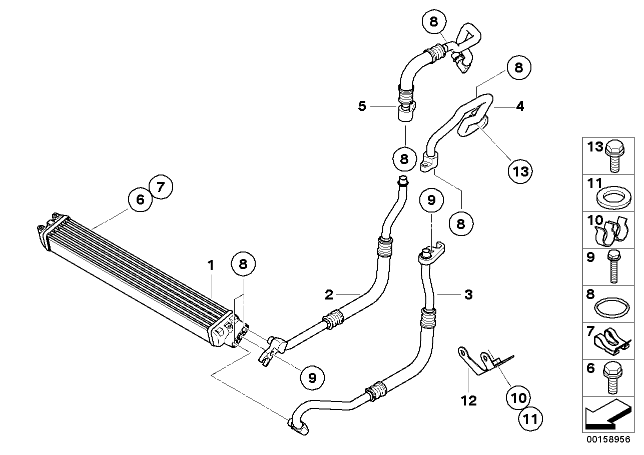 BMW 17227966264 Engine Oil Cooler Pipe, Return