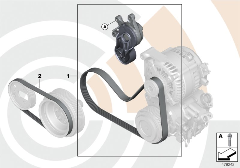 BMW 11282449715 SET, BELTS FOR WATER PUMP, A