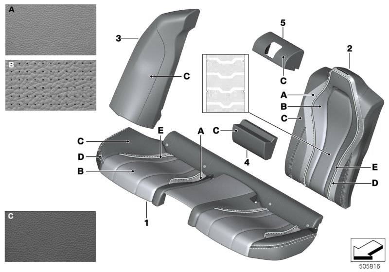 BMW 52207996426 SIDE FINISHER, LEATHER, RIGH