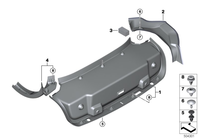 BMW 51497417348 TRUNK LID TRIM PANEL