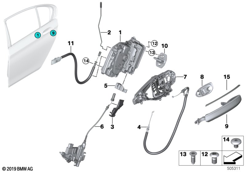 BMW 51227433546 Sealing Of Lock Rear Right