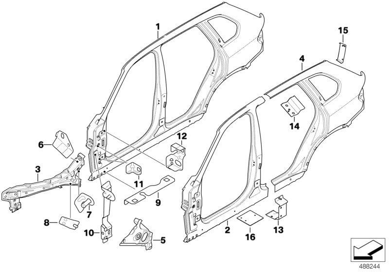 BMW 41217178420 Body-Side Frame Right