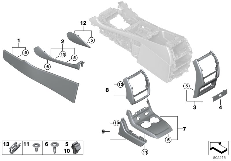 BMW 51167950037 TRIM PANEL, CENTER CONSOLE