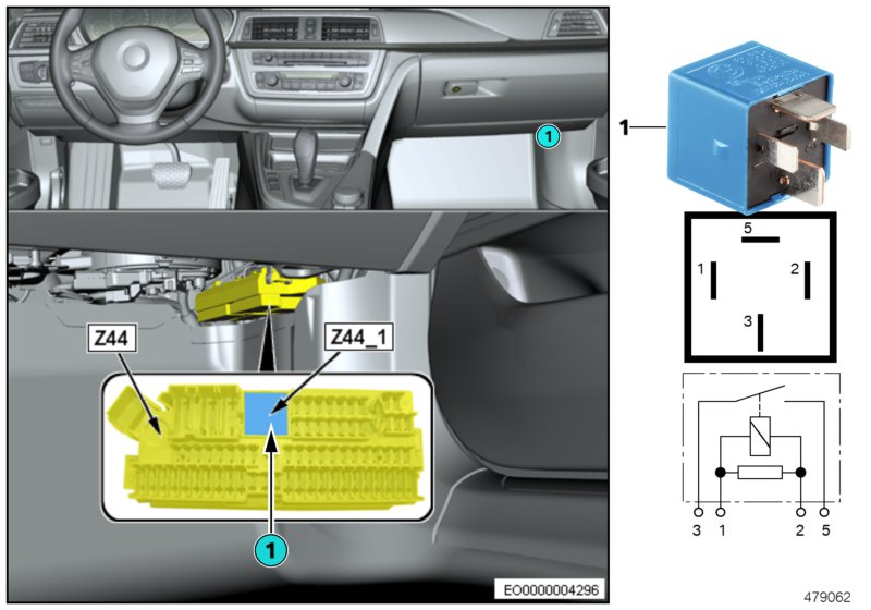 BMW 61369367693 Relay, Make Contact, Sky-Blue