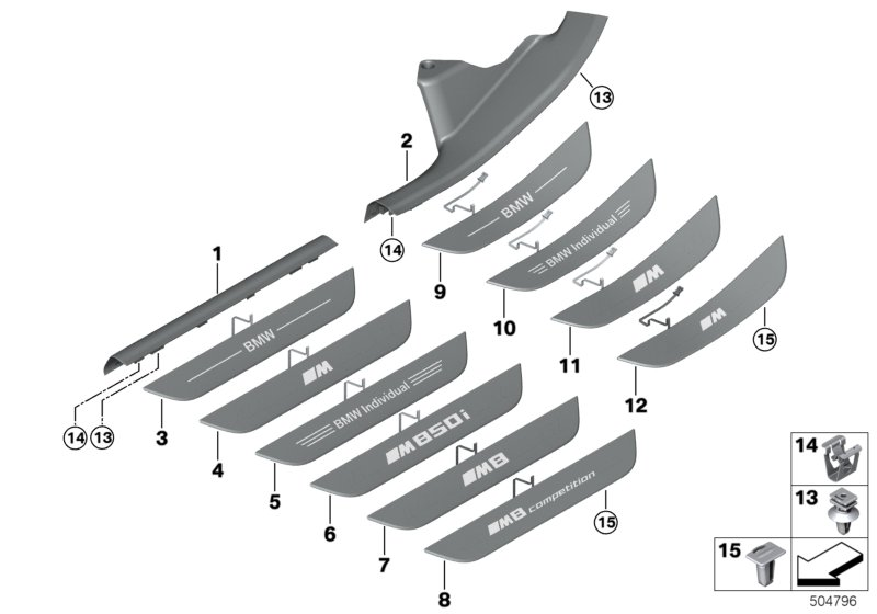 BMW 51479493087 COVER MOLDING, SILL, REAR IN