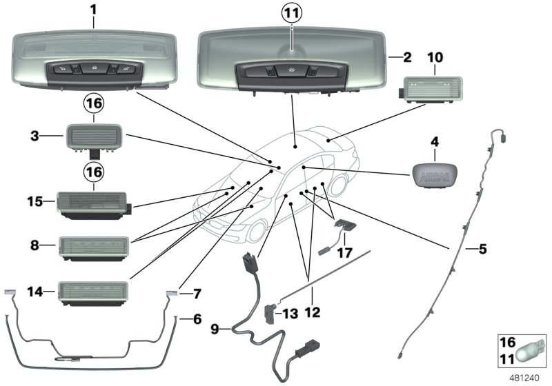 BMW 63319273644 Optical Conductor, Door, Front Top Right