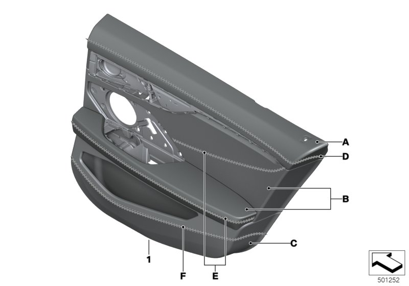 BMW 51427997082 DOOR LINING LEATHER REAR RIG