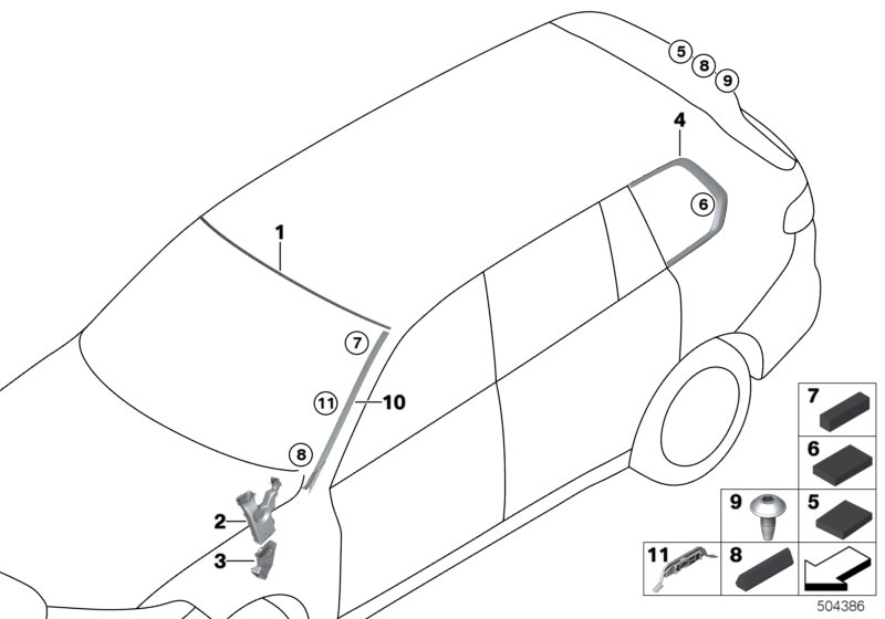 BMW 51717434885 WATER DRAIN CHANNEL, UPPER L