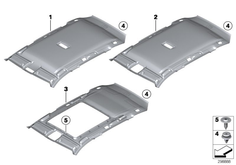 BMW 51447323045 Moulded Roof Lining For Panoramic Roof