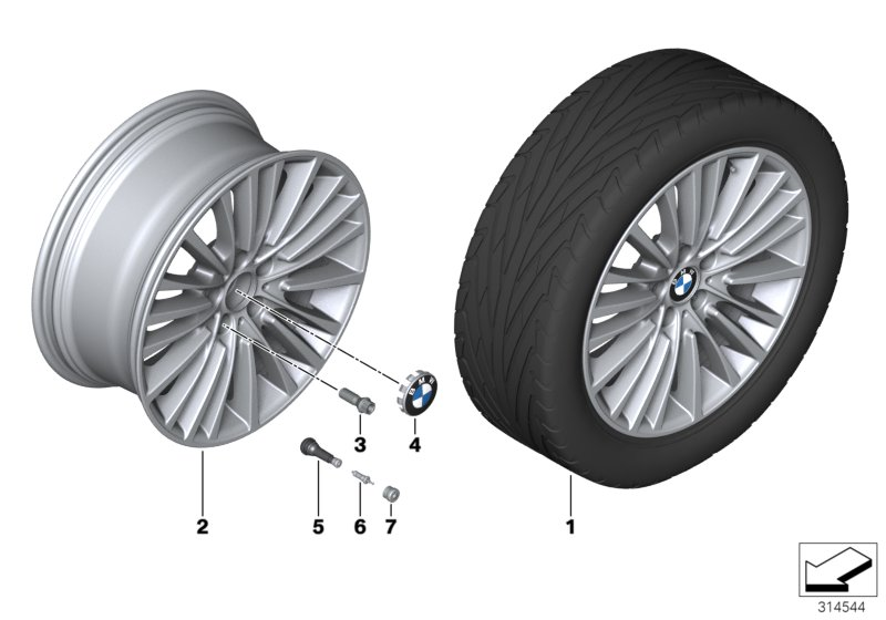 BMW 36116857670 Disc Wheel, Light Alloy, Bright-Turned