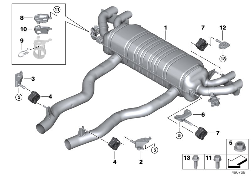 BMW 18308485812 REAR MUFFLER WITH EXHAUST FL