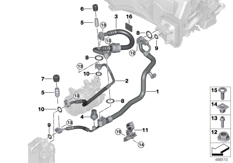 BMW 64539321594 Suction Pipe Evaporator-Compressor