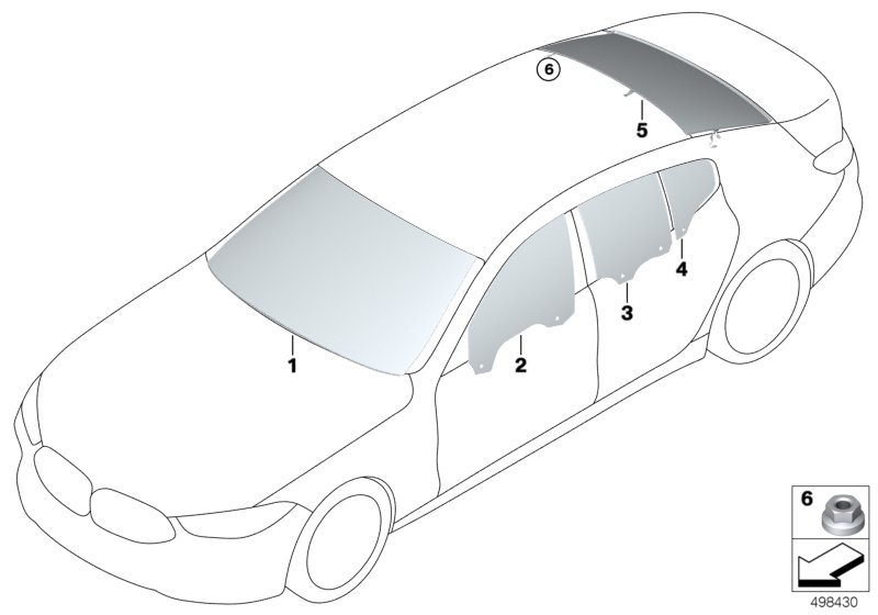 BMW 51317444761 REAR WINDOW GREEN