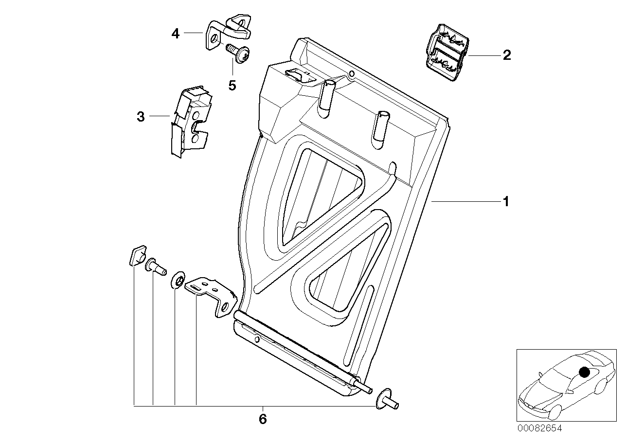 BMW 52207008455 Frame, Backrest Right