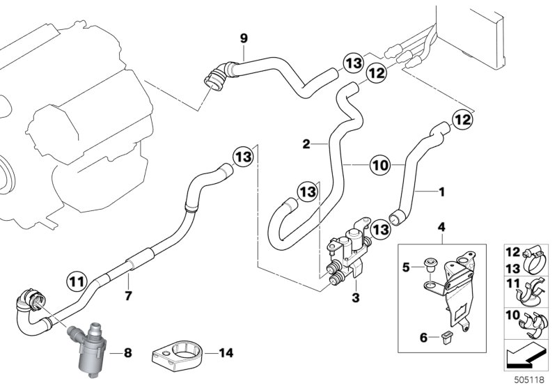 BMW 64216919107 Hose Additional Water Pump/Water Valve