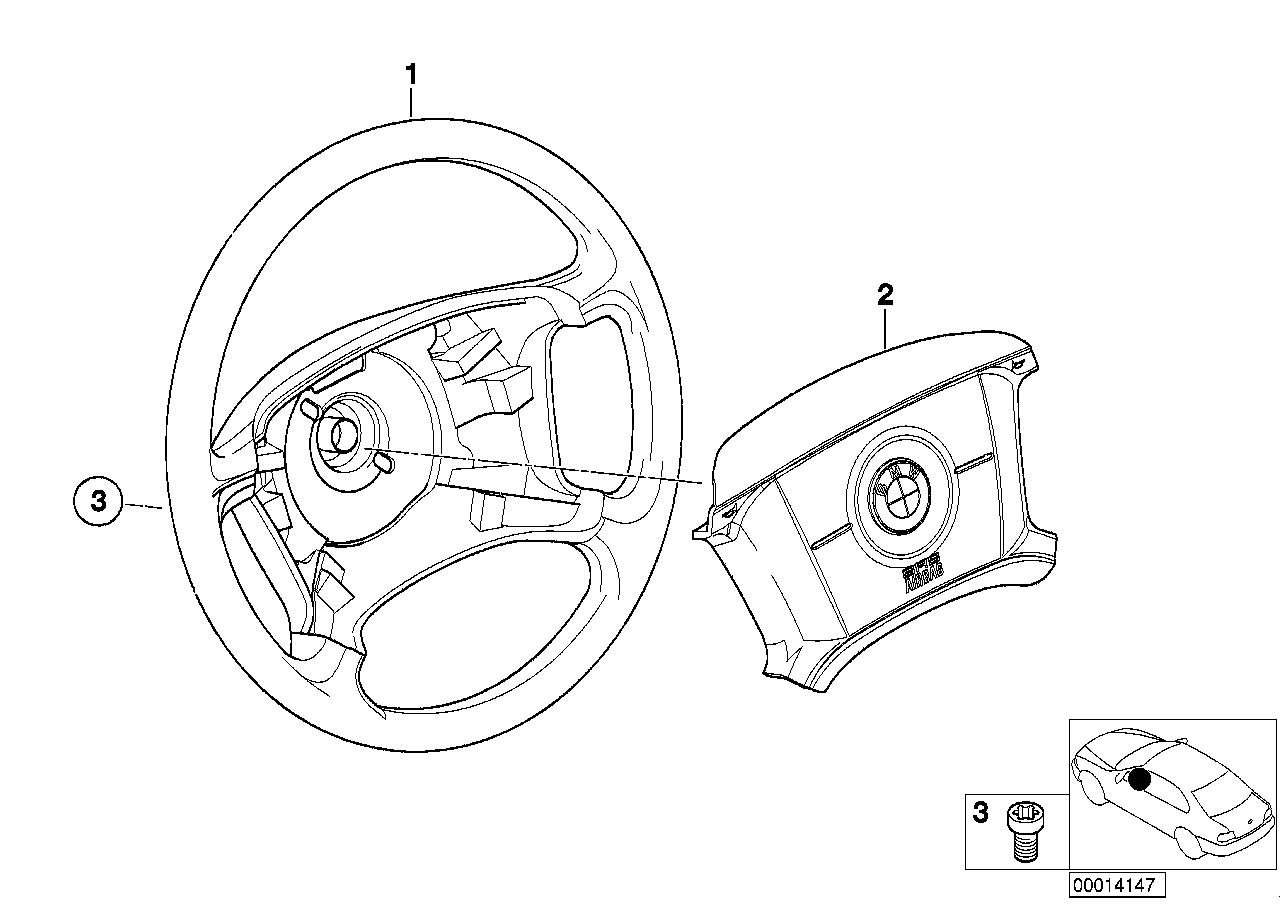 BMW 32341095997 Hub Cap, Airbag