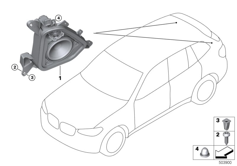 BMW 65139837731 SPEAKER MOUNT, D-PILLAR, LEF