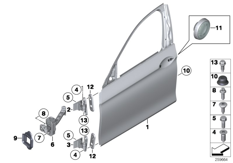 BMW 41007206108 Door, Front, Right