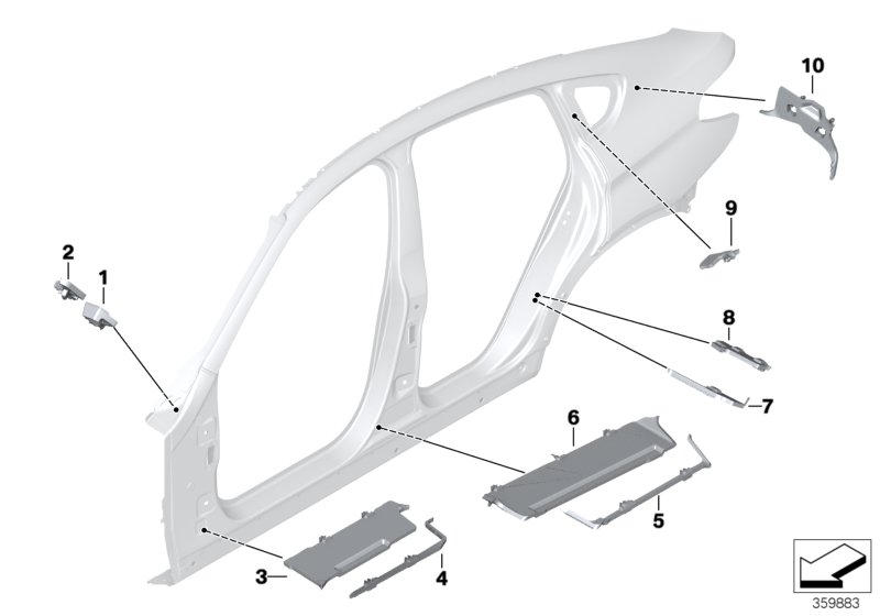 BMW 41217332223 Moulded Part For Column D, Interior Left