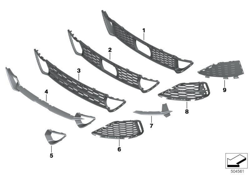 BMW 51118074777 GRILL, AIR INTAKE, CENTER