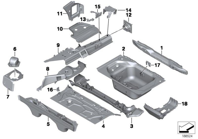 BMW 41007225198 Mounting, Panel, Side Member, Rear