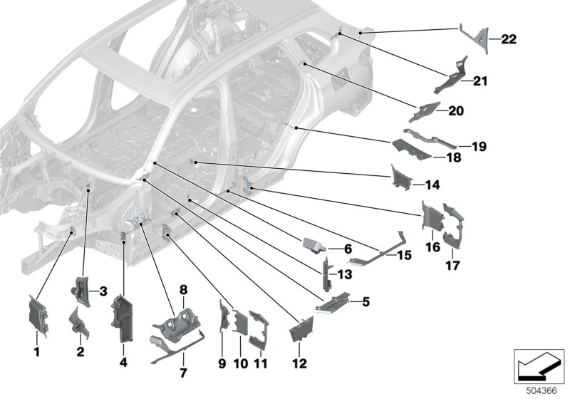 BMW 41007412118 MOLDED PART F COLUMN D, EXTE