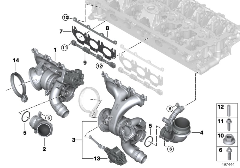 BMW 11658054873 TURBOCHARGER WITH EXHAUST MA