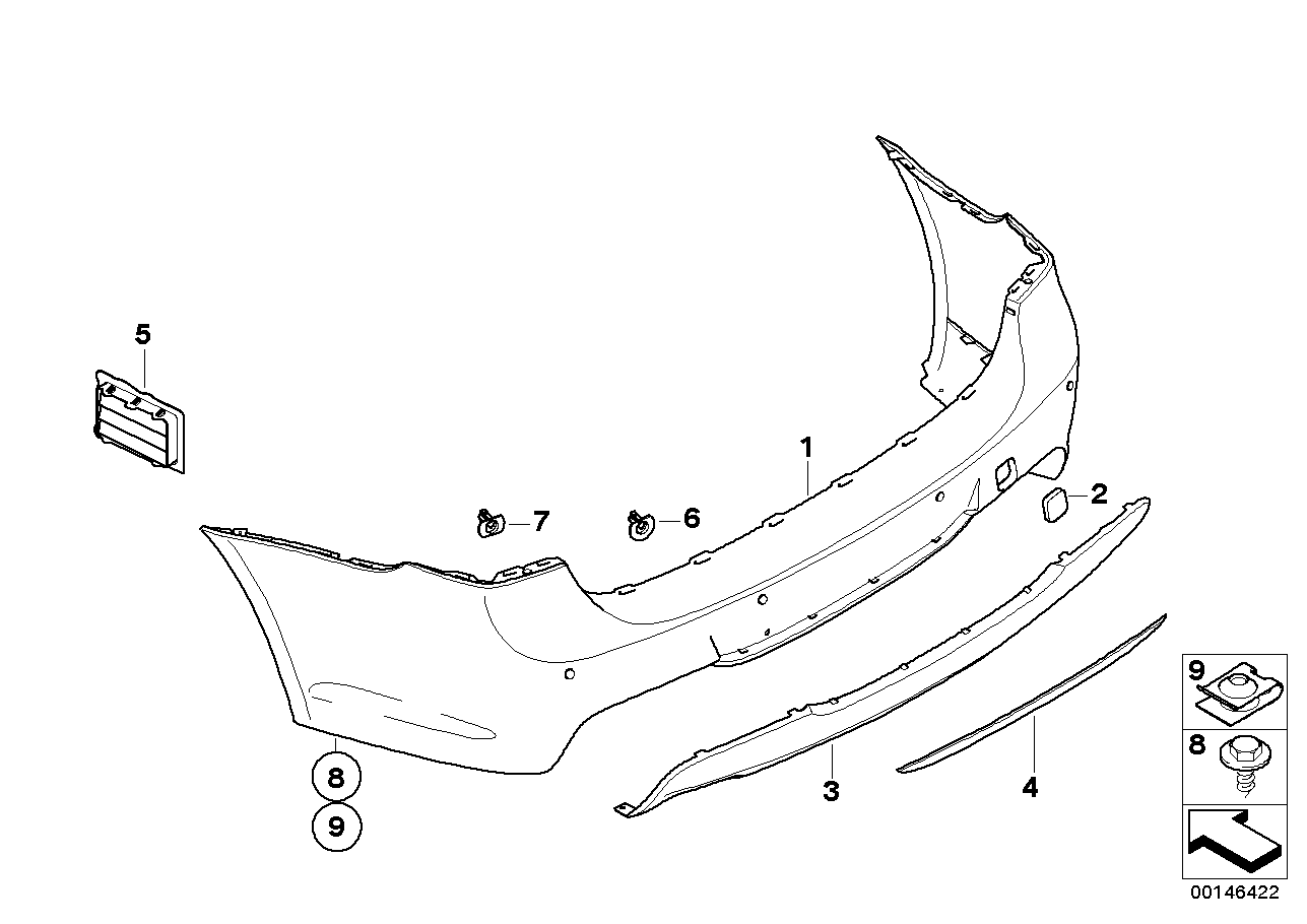 BMW 51127907255 Panel, Bumper, Primed, Rear