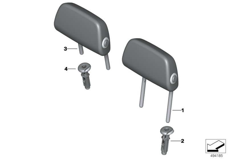 BMW 52205A06040 FOLDING HEADREST, REAR CENTE