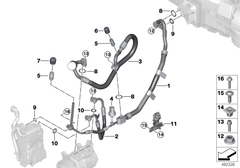 BMW 64539475064 SUCTION PIPE EVAPORATOR-COMP