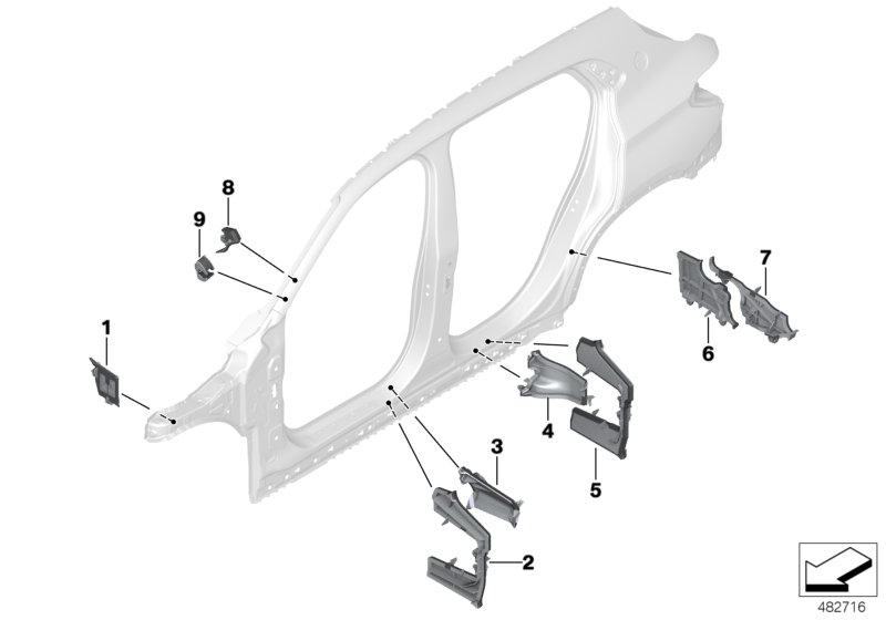 BMW 41007376141 Moulded Part For Column C, Interior Left