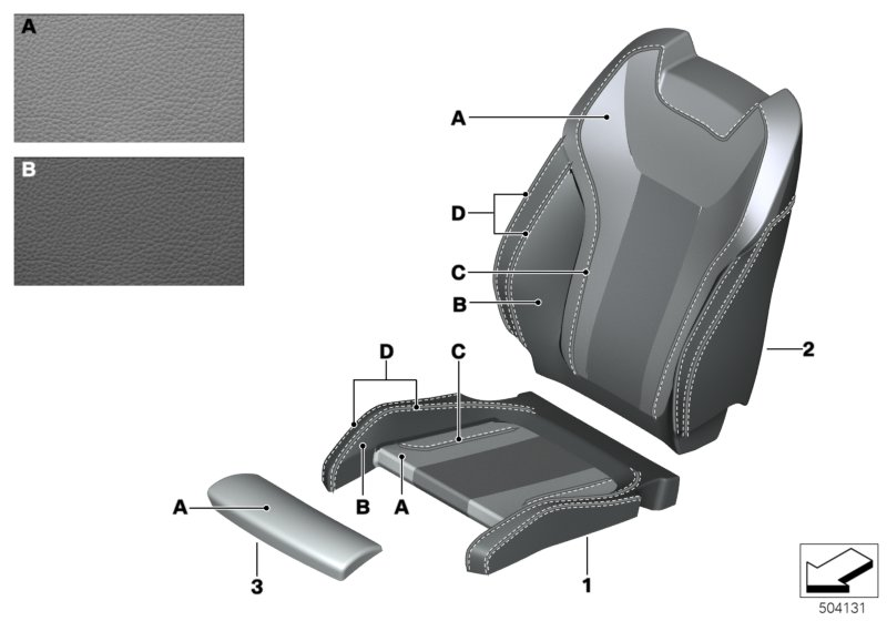 BMW 52107993165 COVER THIGH SUPPORT LEATHER