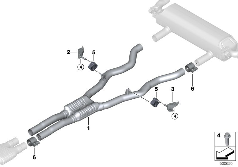 BMW 18308699096 CENTER MUFFLER WITH PIPES