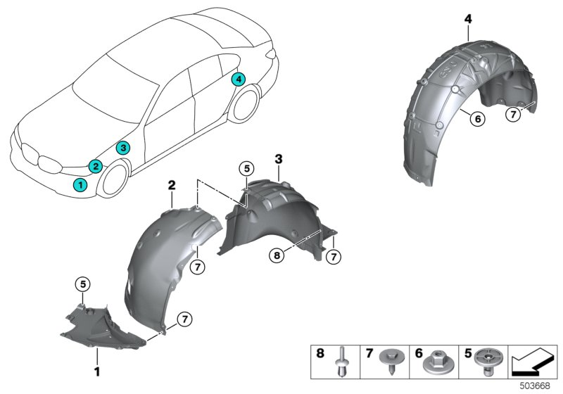 BMW 51717340928 Cover, Wheelhousing, Rear, F