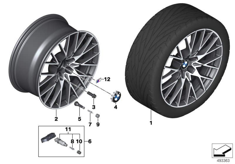 BMW 36108093988 Scheibenrad Leichtmetall Jet Blk/Transl