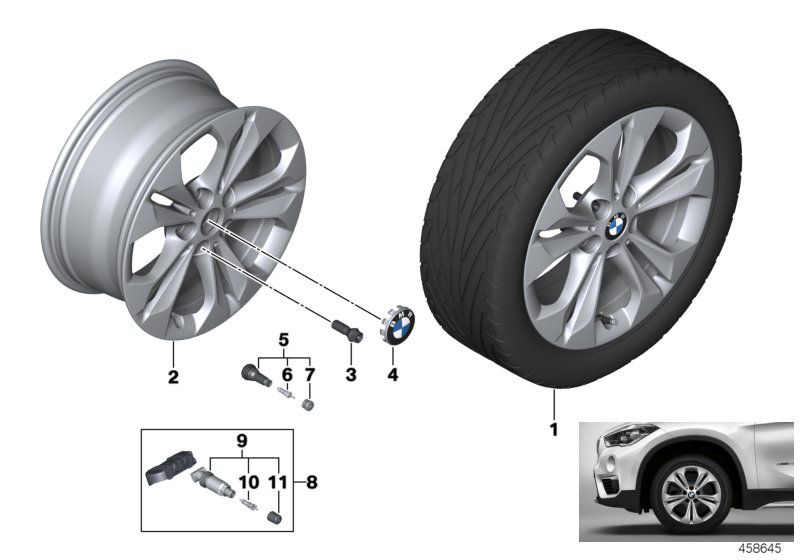 BMW 36116856065 Disc Wheel, Light Alloy, Reflex-Silber