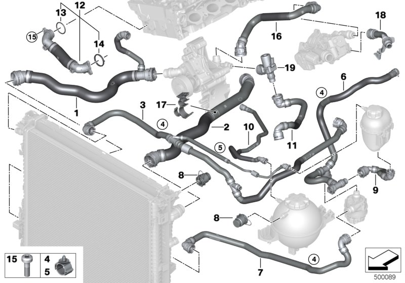 BMW 17125A022E1 HOSE COOLANT RADIATOR INTAKE